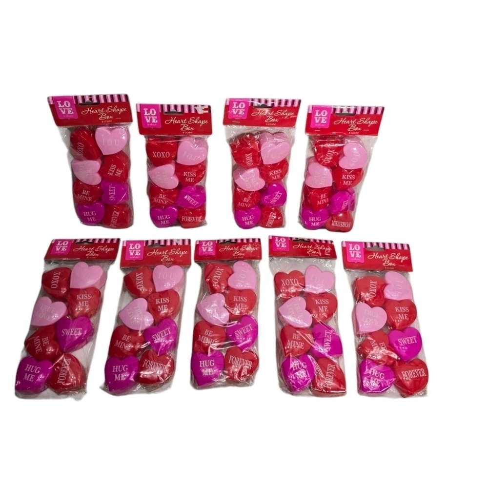 Valentine Heart Shape Box Plastic Fillable Containers Craft 72 Count Pieces New